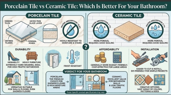 Porcelain Tile Vs Ceramic Tile Which Is Better For Your Bathroom